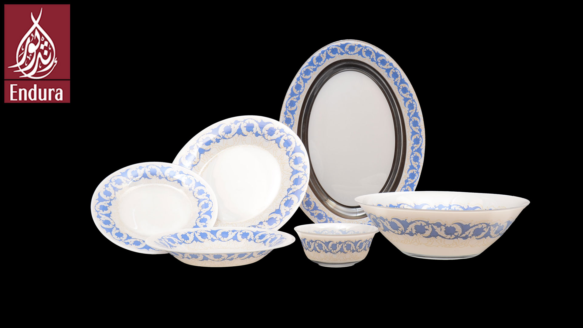 Endura  Damask Blue dinner set of 46#k6068#