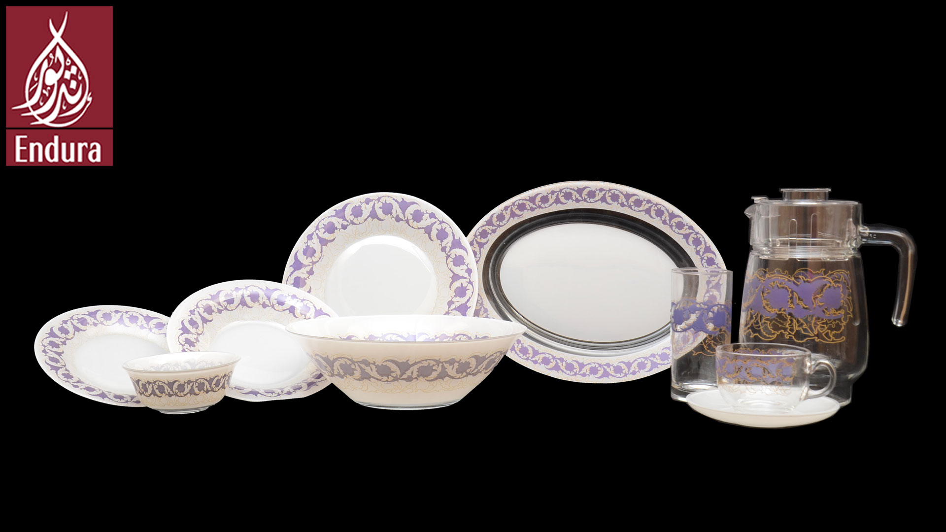 Endura  Damask Purple dinner set of 46#k6076#